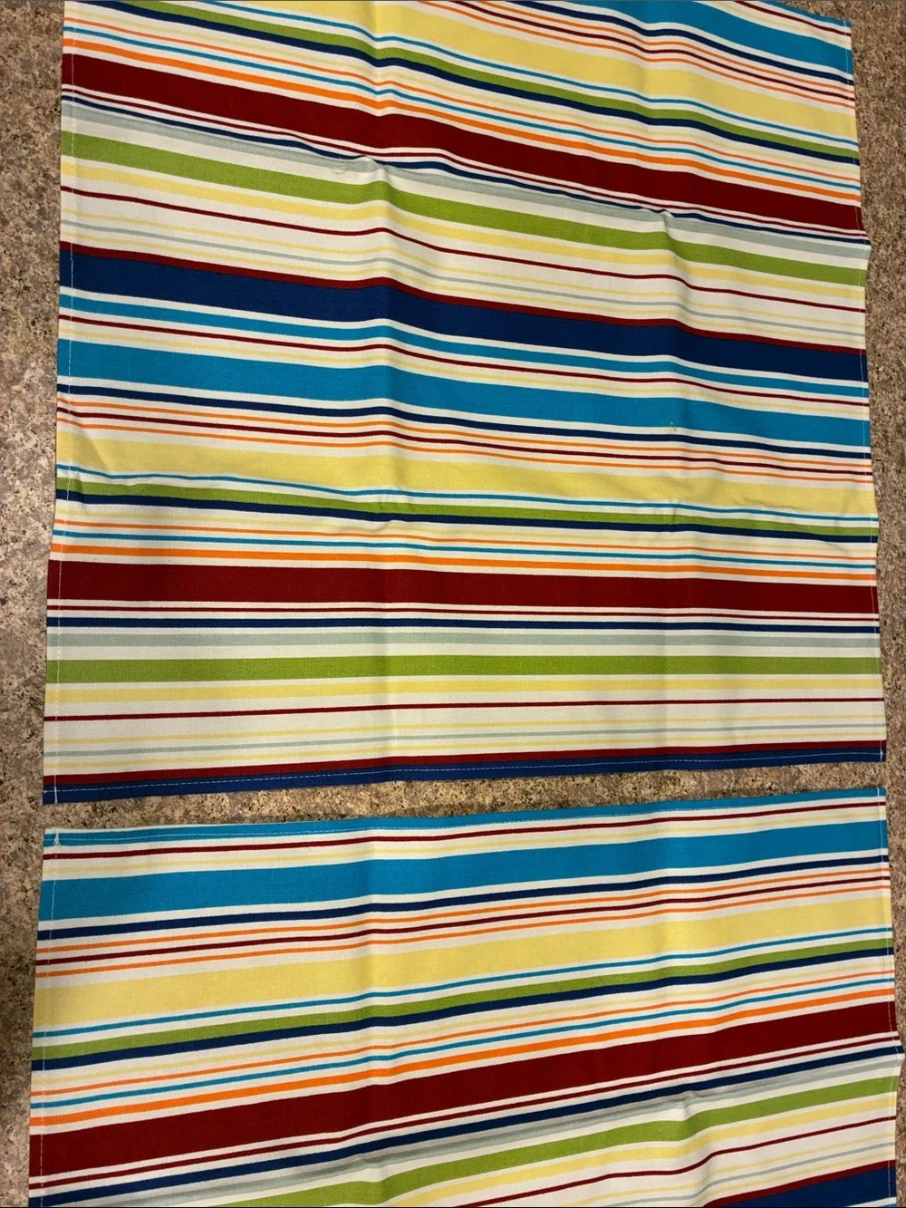 Longaberger Sunny Day Stripe Napkins Blue Yellow WITH IMPERFECTIONS SMELLS MUSTY